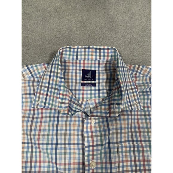 Johnnie O Men's Plaid Button Down Collared Cotton Shirt Medium Santa Monica - Picture 3 of 13